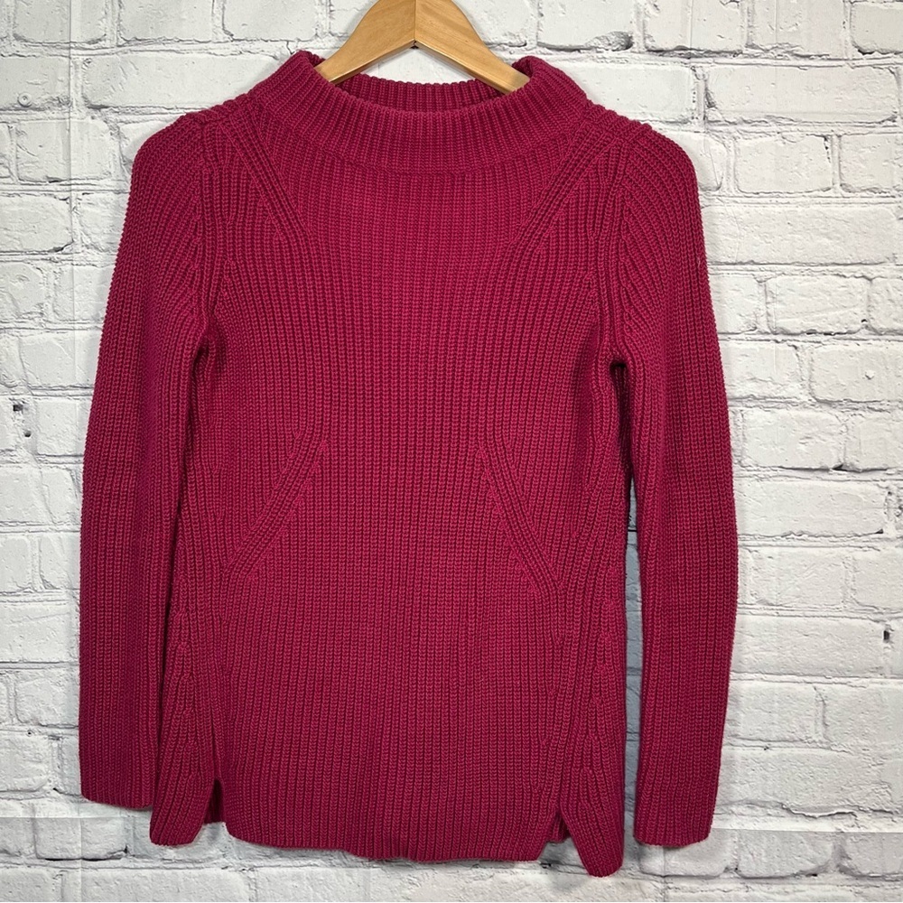 Talbots Sweater Womens Size Petite Purple Chunky Mock Neck Pullover Ribbed